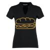 Women's corporate short-sleeved top v-neck mandarin collar (regular fit) Thumbnail
