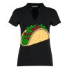 Women's corporate short-sleeved top v-neck mandarin collar (regular fit) Thumbnail