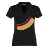 Women's corporate short-sleeved top v-neck mandarin collar (regular fit) Thumbnail