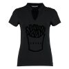 Women's corporate short-sleeved top v-neck mandarin collar (regular fit) Thumbnail