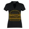 Women's corporate short-sleeved top v-neck mandarin collar (regular fit) Thumbnail