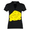 Women's corporate short-sleeved top v-neck mandarin collar (regular fit) Thumbnail