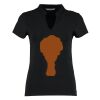 Women's corporate short-sleeved top v-neck mandarin collar (regular fit) Thumbnail