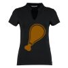 Women's corporate short-sleeved top v-neck mandarin collar (regular fit) Thumbnail