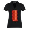 Women's corporate short-sleeved top v-neck mandarin collar (regular fit) Thumbnail