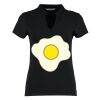 Women's corporate short-sleeved top v-neck mandarin collar (regular fit) Thumbnail