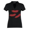 Women's corporate short-sleeved top v-neck mandarin collar (regular fit) Thumbnail