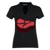 Women's corporate short-sleeved top v-neck mandarin collar (regular fit) Thumbnail