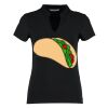 Women's corporate short-sleeved top v-neck mandarin collar (regular fit) Thumbnail