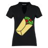 Women's corporate short-sleeved top v-neck mandarin collar (regular fit) Thumbnail