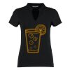 Women's corporate short-sleeved top v-neck mandarin collar (regular fit) Thumbnail
