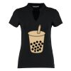 Women's corporate short-sleeved top v-neck mandarin collar (regular fit) Thumbnail