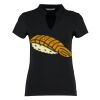 Women's corporate short-sleeved top v-neck mandarin collar (regular fit) Thumbnail