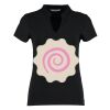 Women's corporate short-sleeved top v-neck mandarin collar (regular fit) Thumbnail