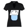 Women's corporate short-sleeved top v-neck mandarin collar (regular fit) Thumbnail