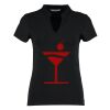 Women's corporate short-sleeved top v-neck mandarin collar (regular fit) Thumbnail