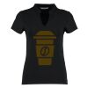 Women's corporate short-sleeved top v-neck mandarin collar (regular fit) Thumbnail