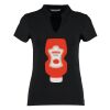 Women's corporate short-sleeved top v-neck mandarin collar (regular fit) Thumbnail