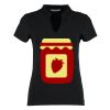 Women's corporate short-sleeved top v-neck mandarin collar (regular fit) Thumbnail
