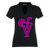 Women's corporate short-sleeved top v-neck mandarin collar (regular fit) Thumbnail