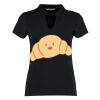 Women's corporate short-sleeved top v-neck mandarin collar (regular fit) Thumbnail