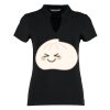 Women's corporate short-sleeved top v-neck mandarin collar (regular fit) Thumbnail