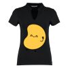 Women's corporate short-sleeved top v-neck mandarin collar (regular fit) Thumbnail