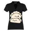 Women's corporate short-sleeved top v-neck mandarin collar (regular fit) Thumbnail