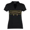 Women's corporate short-sleeved top v-neck mandarin collar (regular fit) Thumbnail