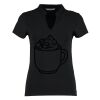 Women's corporate short-sleeved top v-neck mandarin collar (regular fit) Thumbnail