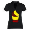 Women's corporate short-sleeved top v-neck mandarin collar (regular fit) Thumbnail