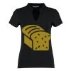 Women's corporate short-sleeved top v-neck mandarin collar (regular fit) Thumbnail