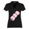 Women's corporate short-sleeved top v-neck mandarin collar (regular fit) Thumbnail