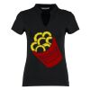 Women's corporate short-sleeved top v-neck mandarin collar (regular fit) Thumbnail