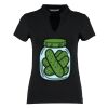 Women's corporate short-sleeved top v-neck mandarin collar (regular fit) Thumbnail