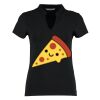 Women's corporate short-sleeved top v-neck mandarin collar (regular fit) Thumbnail