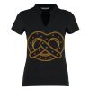 Women's corporate short-sleeved top v-neck mandarin collar (regular fit) Thumbnail
