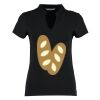 Women's corporate short-sleeved top v-neck mandarin collar (regular fit) Thumbnail
