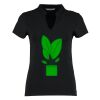 Women's corporate short-sleeved top v-neck mandarin collar (regular fit) Thumbnail