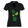 Women's corporate short-sleeved top v-neck mandarin collar (regular fit) Thumbnail