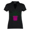 Women's corporate short-sleeved top v-neck mandarin collar (regular fit) Thumbnail