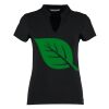 Women's corporate short-sleeved top v-neck mandarin collar (regular fit) Thumbnail