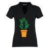 Women's corporate short-sleeved top v-neck mandarin collar (regular fit) Thumbnail