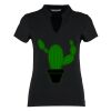 Women's corporate short-sleeved top v-neck mandarin collar (regular fit) Thumbnail