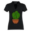 Women's corporate short-sleeved top v-neck mandarin collar (regular fit) Thumbnail