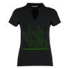 Women's corporate short-sleeved top v-neck mandarin collar (regular fit) Thumbnail