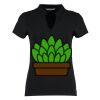 Women's corporate short-sleeved top v-neck mandarin collar (regular fit) Thumbnail