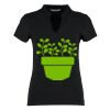 Women's corporate short-sleeved top v-neck mandarin collar (regular fit) Thumbnail