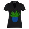 Women's corporate short-sleeved top v-neck mandarin collar (regular fit) Thumbnail