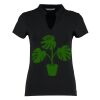 Women's corporate short-sleeved top v-neck mandarin collar (regular fit) Thumbnail